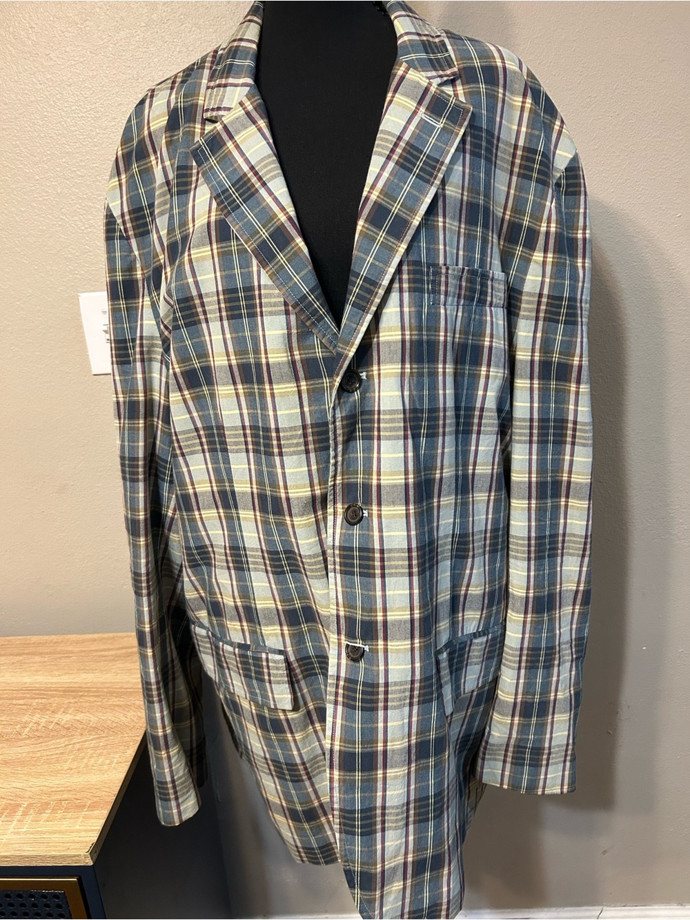 Vintage Polo Ralph Lauren Blazer Mens XXL Plaid Cotton Sport Coat Preppy 90s